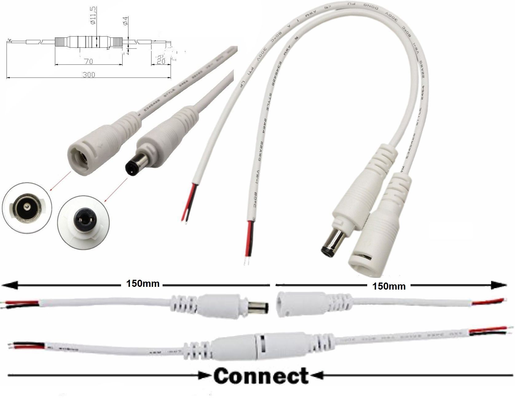 Conectores-Jack Blanco Bloqueo con cables
